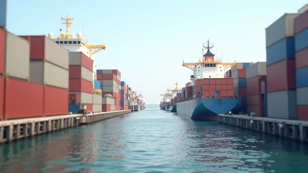 Port de Bordeaux avec conteneurs de marchandises et navires commerciaux, montrant l'activité logistique et le commerce extérieur