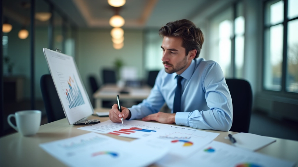 Analystes économiques travaillant sur des données commerciales, graphiques et statistiques visibles